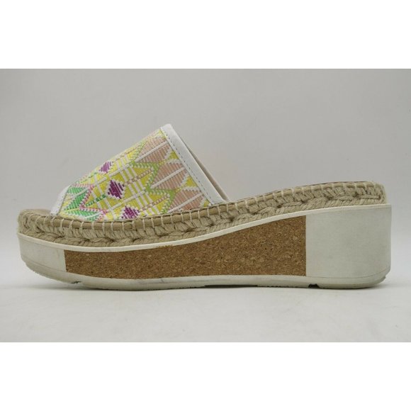 Kanna Multi-Color Slide Platform Wedge Espadrille Sandals Shoes Women's 39 / 9 - Picture 5 of 10